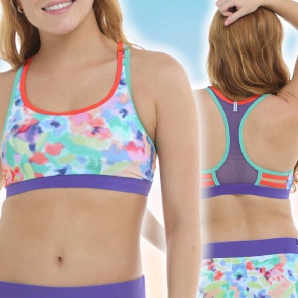 NWT BODY GLOVE Posy Equalizer Medium Support Cross-Over Sports Bra Sz Small - Picture 1 of 7